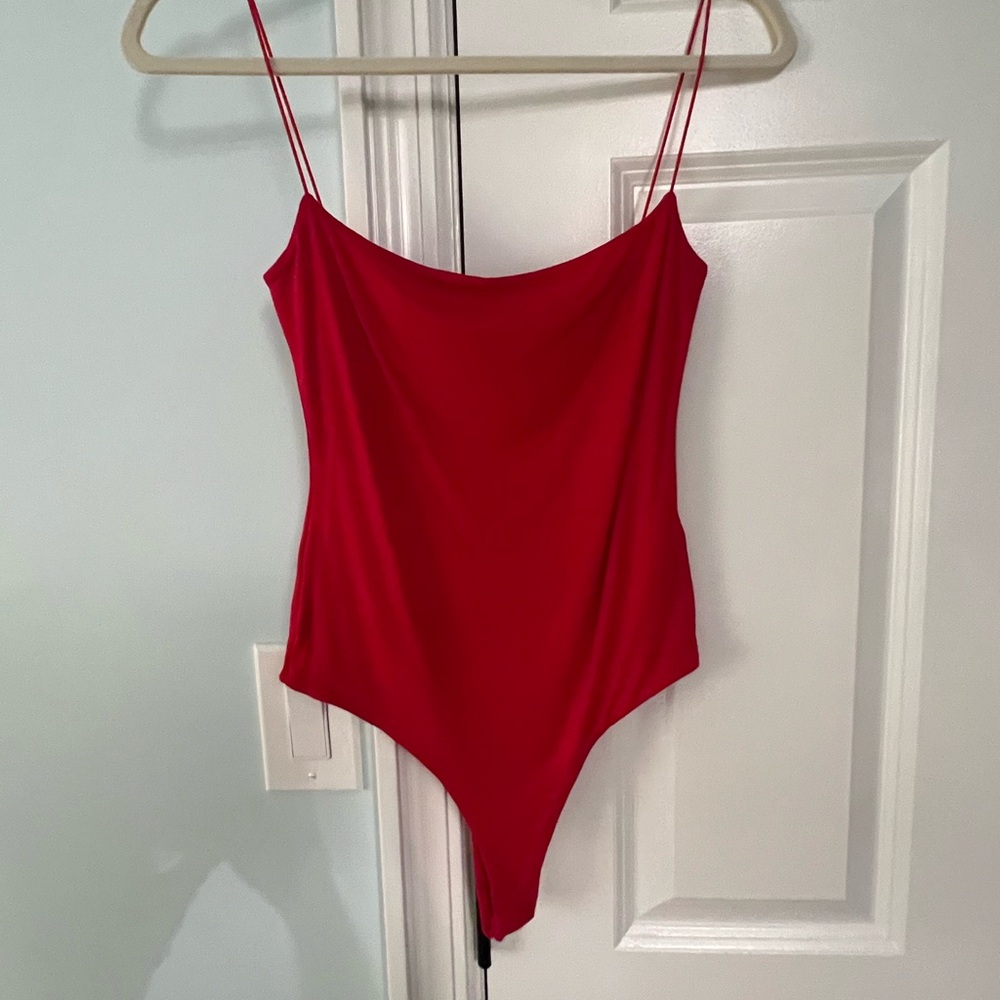 Naked Wardrobe Vibrant Red spaghetti strap Bodysuit